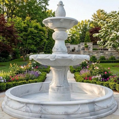 Thủy luân nước đá trắng tự nhiên nguyên khối, cao 2.5m T3872