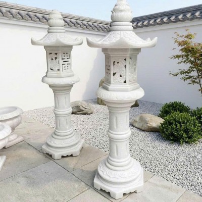 Cặp chân đèn đá trắng nguyên khối cao 110cm T3887