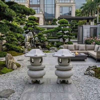 Chân đèn đá Sa thạch tự nhiên nguyên khối, cao 55cm T3893