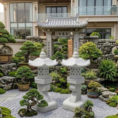 Chân đèn đá Sa thạch tự nhiên nguyên khối, cao 80cm T3892