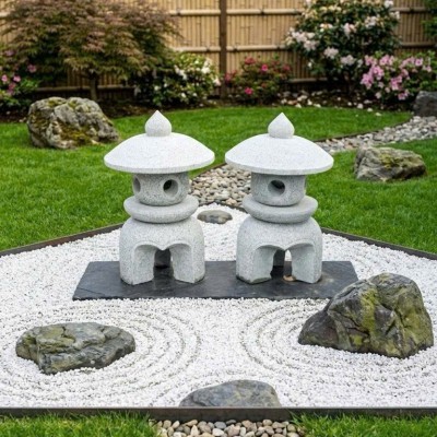 Chân đèn đá Sa thạch tự nhiên nguyên khối, cao 42cm T3890