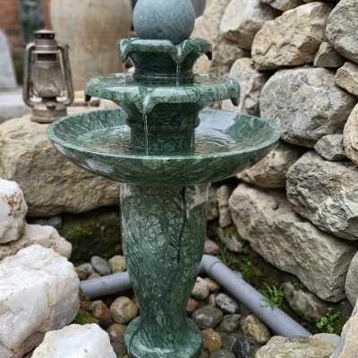 Thủy luân nước đá cẩm vân xanh cao 80cm nguyên khối tự nhiên T3983