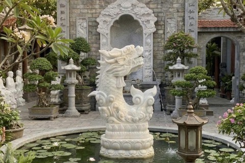 Ý Nghĩa Tượng Cá Chép Hoá Rồng Đá Trắng Trong Phong Thủy Đăng Khoa & Chiêu Tài