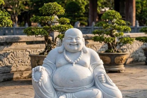 Cách Đặt Tượng Phật Di Lặc Đá Trắng Đúng Phong Thủy Để Rước May Mắn Vào Nhà