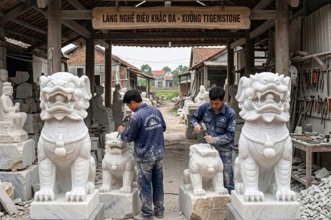 Top Cặp Tượng Con Nghê Đá Nguyên Khối Tinh Xảo, Chuẩn Phong Thủy 2026
