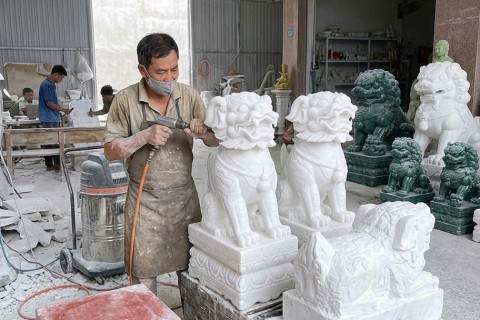 Cặp Nghê Đá Nguyên Khối Hiện Đại Cho Không Gian Kiến Trúc Sang Trọng