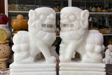 Cặp Nghê Đá Trắng Nguyên Khối Thuần Việt – 100+ Mẫu Tượng Nghê Đá Mang Đậm Nét Văn Hóa Việt