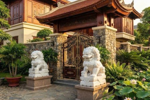 Cặp Tượng Con Nghê Đá Nguyên Khối – Tinh Hoa Điêu Khắc Đá Mỹ Nghệ Việt