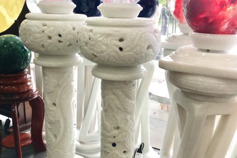 Cặp Chân Đèn Đá Đặt Bi Cầu Đẹp, Sang Trọng Cho Không Gian Nội Thất