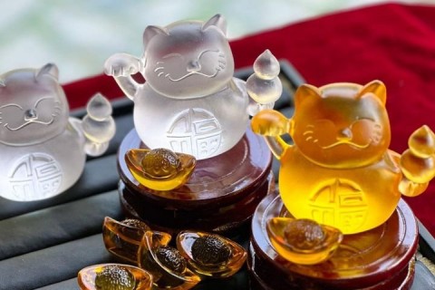 MÈO THẦN TÀI ĐÁ LƯU LY VÀ Ý NGHĨA  TRONG PHONG THỦY