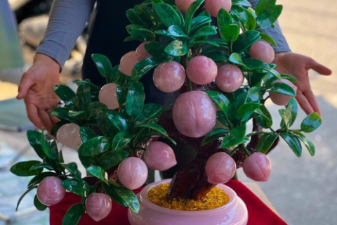 Cây Đào Đá Thạch Anh Hồng Trong Phong Thuỷ
