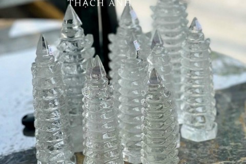 THÁP VĂN XƯƠNG ĐÁ THẠCH ANH TRẮNG - VẬT PHẨM PHONG THỦY MAY MẮN