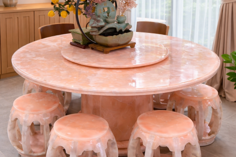 BỘ BÀN ĐÁ THẠCH ANH HỒNG TỰ NHIÊN CAO CẤP – XU HƯỚNG NỘI THẤT 2026 DẪN ĐẦU PHONG CÁCH SỐNG