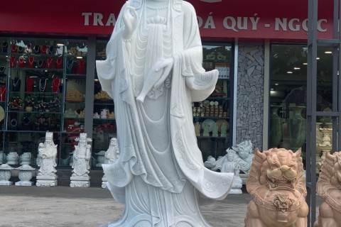 Tượng Phật Quan Âm Đá Trắng Tự Nhiên: Ý Nghĩa Phong Thủy & Cách Thỉnh Chuẩn Tín Ngưỡng