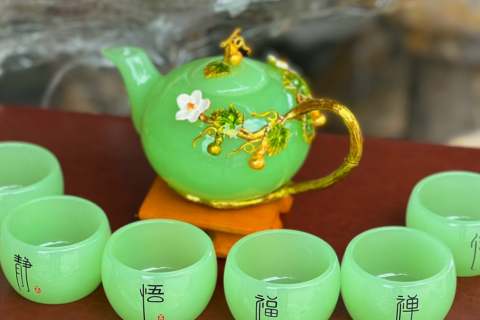 SET BỘ ẤM TRÀ ĐÁ MÃ NÃO PHONG THỦY 