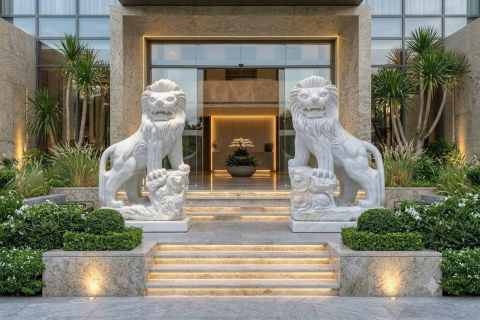 Cách Đặt Cặp Sư Tử Đá Trắng Nguyên Khối Trước Cổng Để Trấn Trạch, Hút Tài Lộc