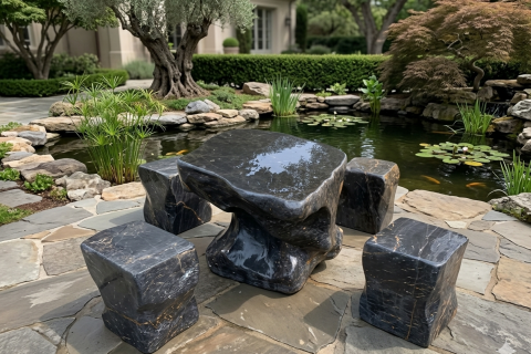  Bàn ghế đá cẩm vân - Bí mật cách kích hoạt tài lộc cho gia chủ