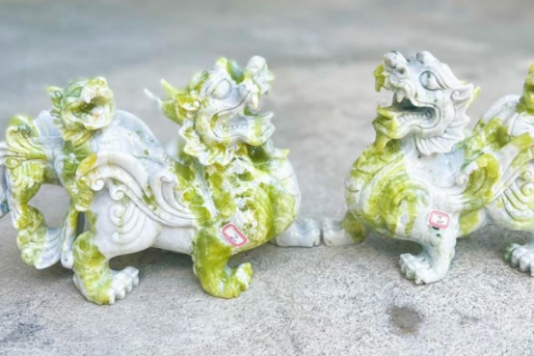 Cặp tỳ hưu đá ngọc serpentine trong phong thuỷ