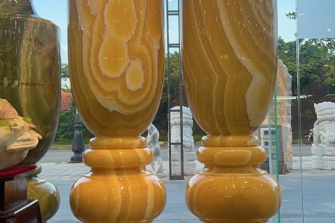 CẶP LỤC BÌNH ĐÁ NGỌC HOÀNG LONG TỰ NHIÊN 1M6 MANG TỚI TIỀN TÀI CHO GIA CHỦ 