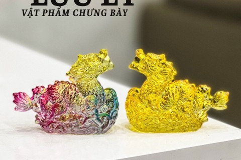 TƯỢNG RỒNG ĐÁ LƯU LY VÀNG THU HÚT TÀI LỘC, MAY MẮN