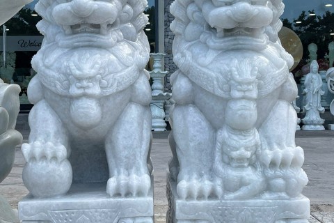 Cặp Kỳ Lân Đá Trắng Tự Nhiên – Bí Quyết Tăng Giá Trị Ngôi Nhà Đẳng Cấp, Sang Trọng