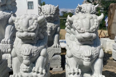 Top 30+ Mẫu Cặp Kỳ Lân Đá Trắng Nguyên Khối Đặt Cổng Đẹp Nhất