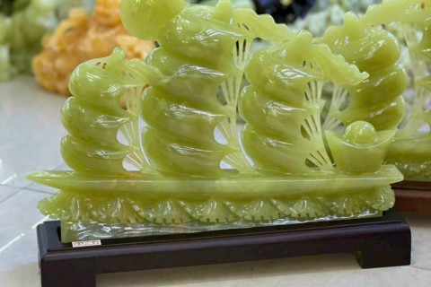 THUYỀN BUỒM ĐÁ NGỌC PAKISTAN XANH TỰ NHIÊN – BIỂU TƯỢNG THUẬN BUỒM XUÔI GIÓ, CHIÊU TÀI ĐÓN LỘC