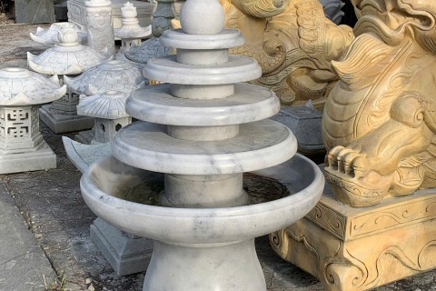 Tháp nước nghệ thuật đá trắng tự nhiên - Tăng vượng khí cho không gian sống