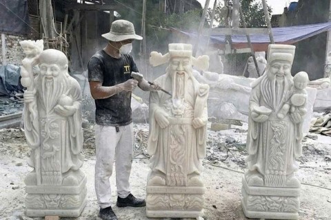 Cách Bài Trí Tượng Phúc Lộc Thọ Đá Trắng Tránh Triệt Hạ Tài Khí