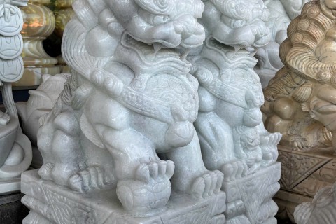 Kỳ Lân Đá Trắng Nguyên Khối Nguyên Tảng – Chế Tác Thủ Công Tinh Xảo, Đỉnh Cao Nghệ Thuật Đá Tự Nhiên