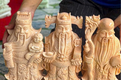 Tượng Phúc – Lộc – Thọ Đá Cà Rốt 30cm