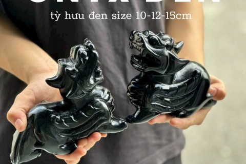 Tượng Tỳ Hưu Đá Onyx Đen Size 10cm – 12cm – 15cm