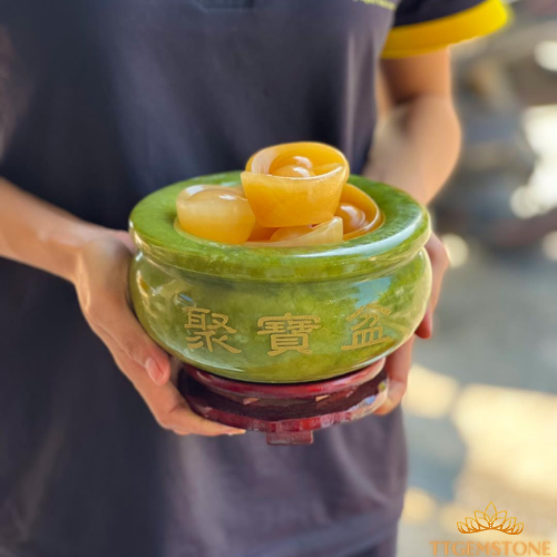 Bát tụ bảo đá ngọc serpentine