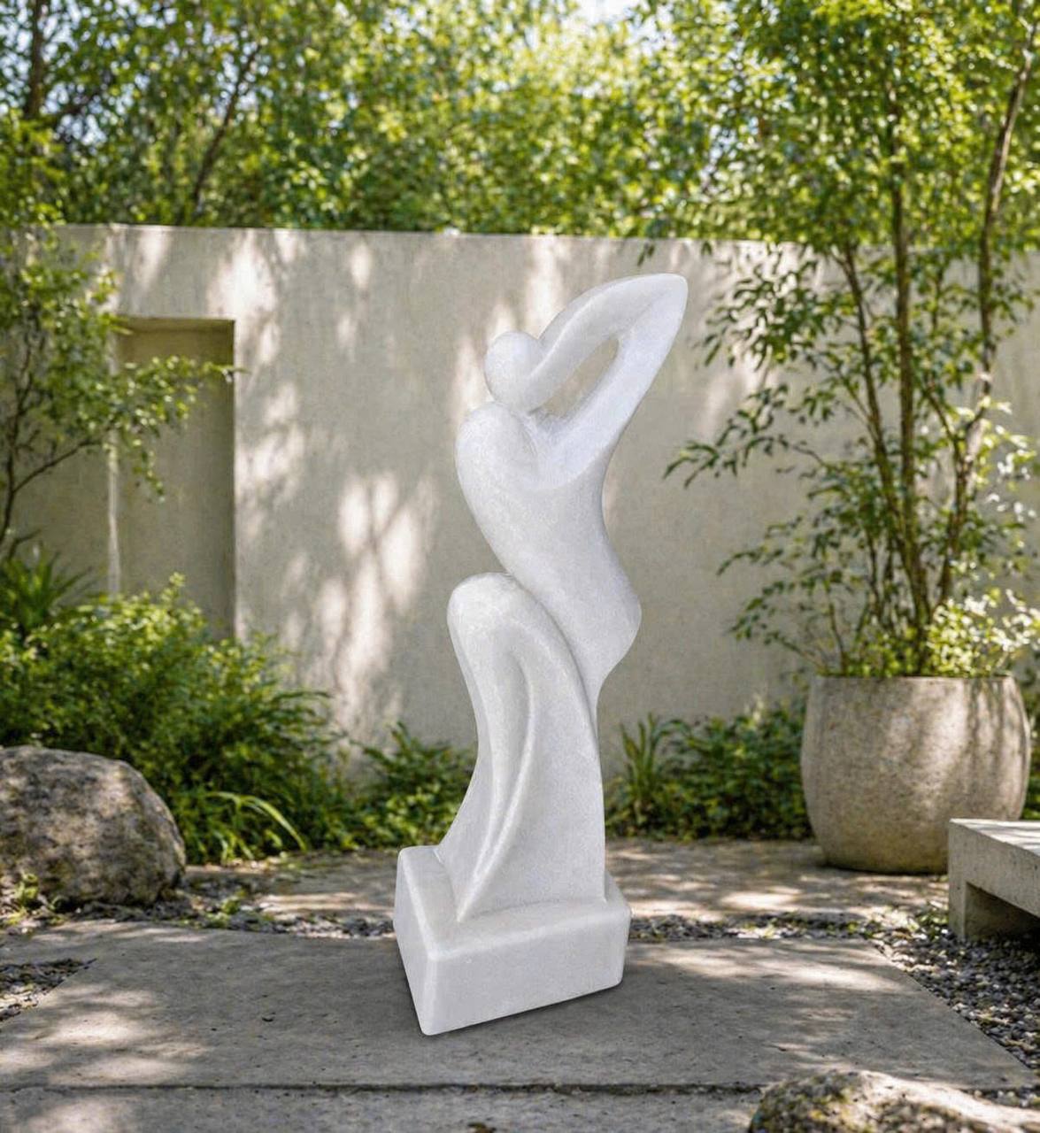 Tượng nghệ thuật khát vọng đá trắng nguyên khối cao 70cm T3915