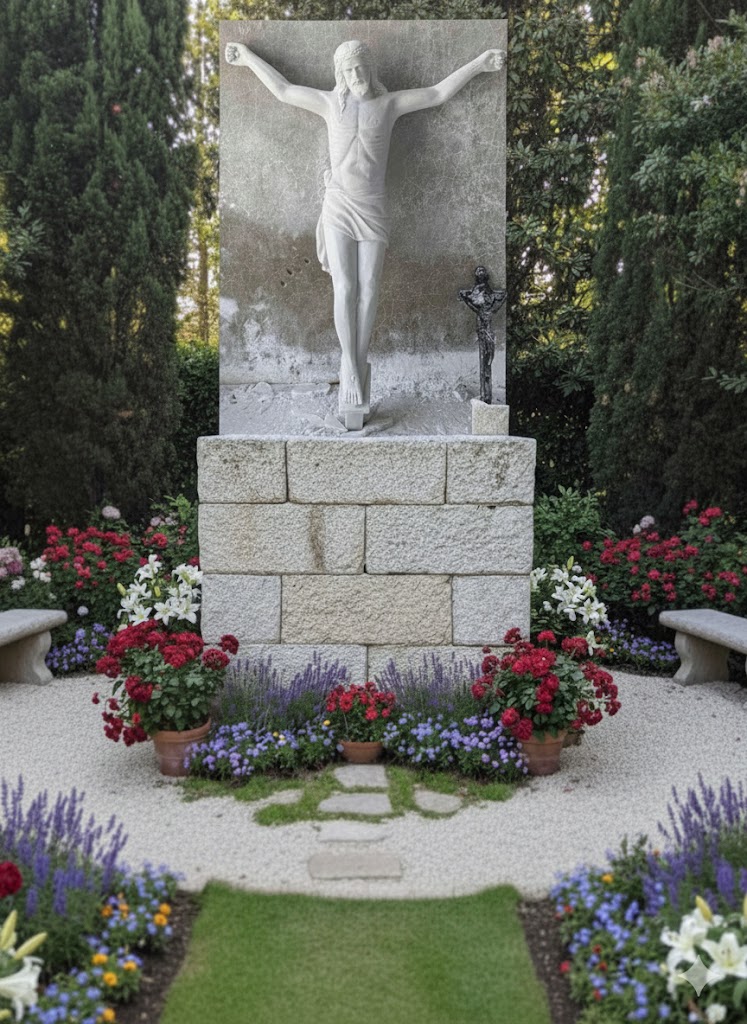 Tượng chúa Giê su chịu nạn đá trắng nguyên khối cao 1.2m T3630