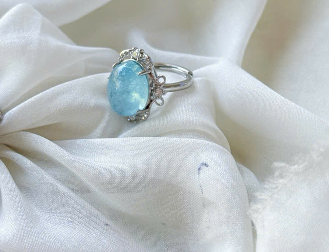 Nhẫn đá Aquamarine siêu đẹp theo thời gian T3321