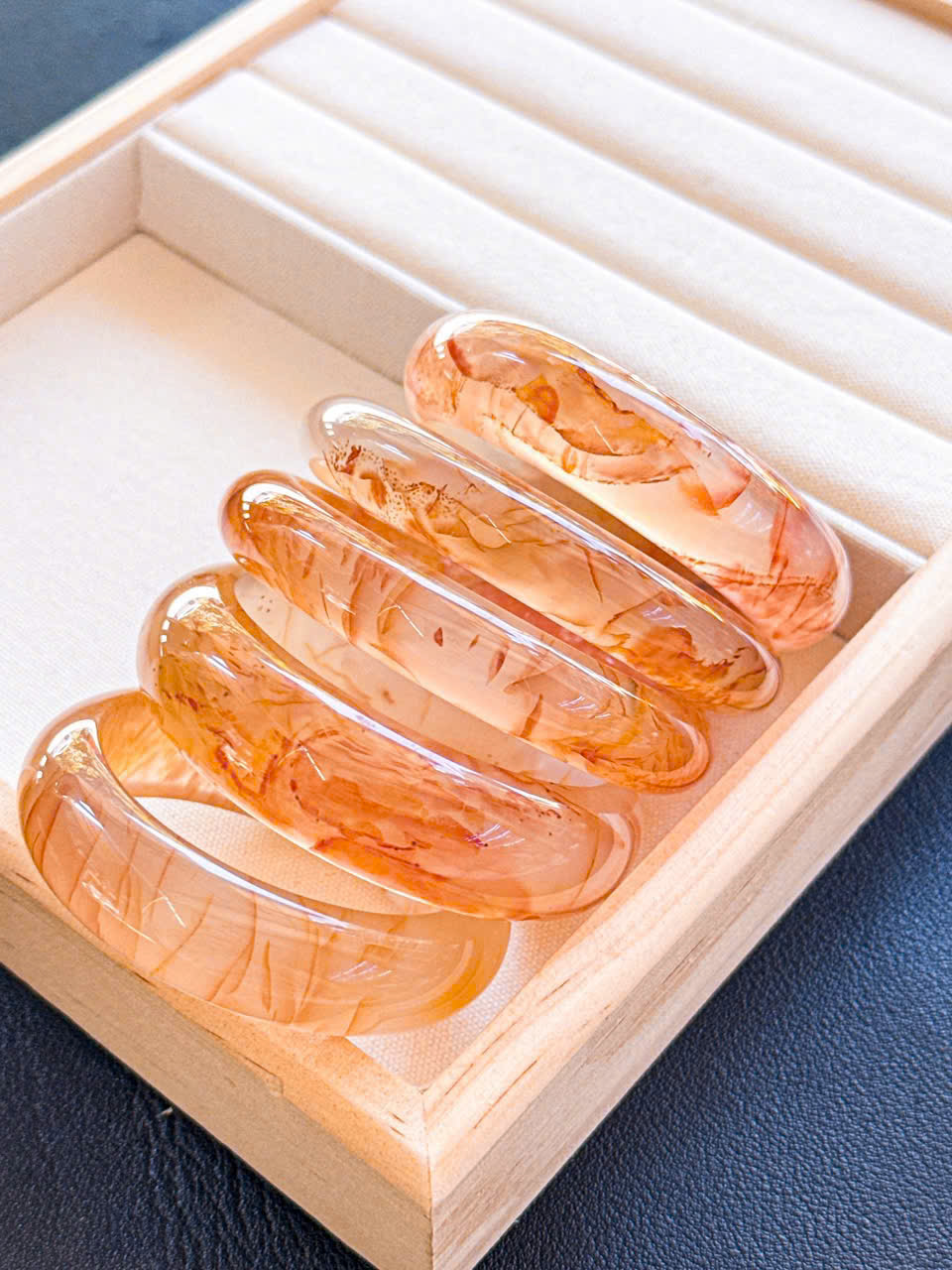 Vòng bản mã não vân vẩy rồng tự nhiên T3495