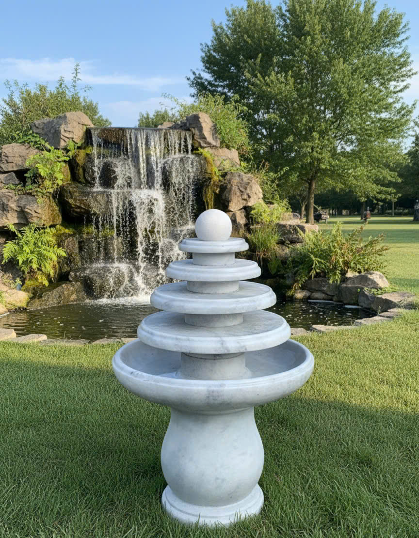 Thủy luân nước đá trắng tự nhiên cao 90cm T3743