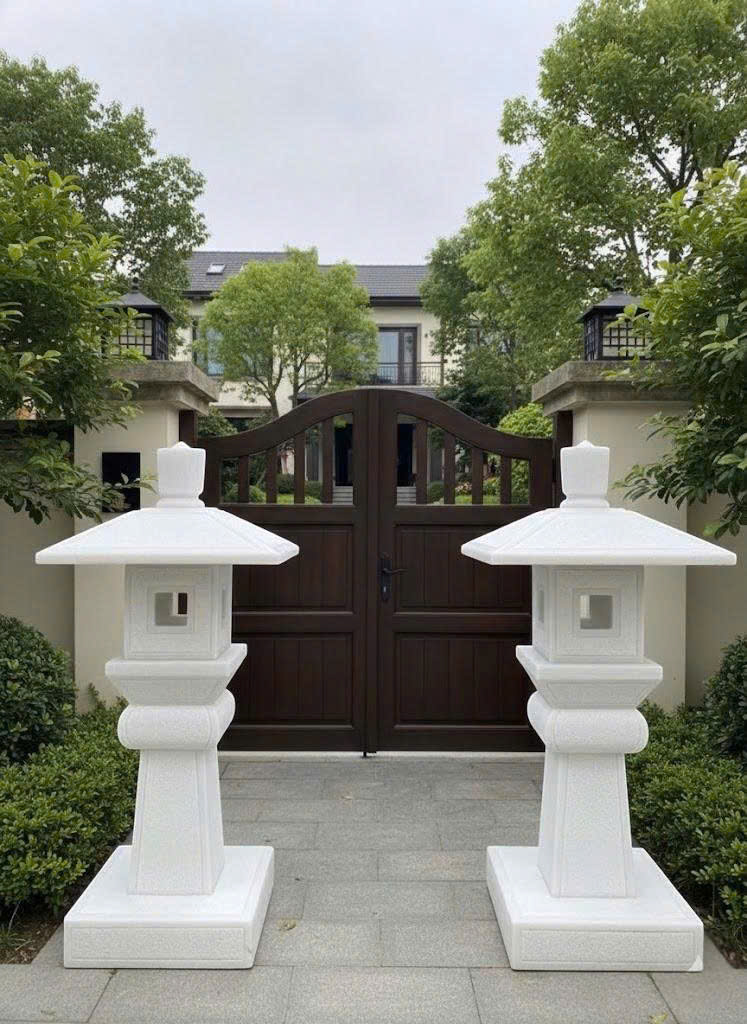 Cặp chân đèn đá trắng nguyên khối cao 1.2m T3818