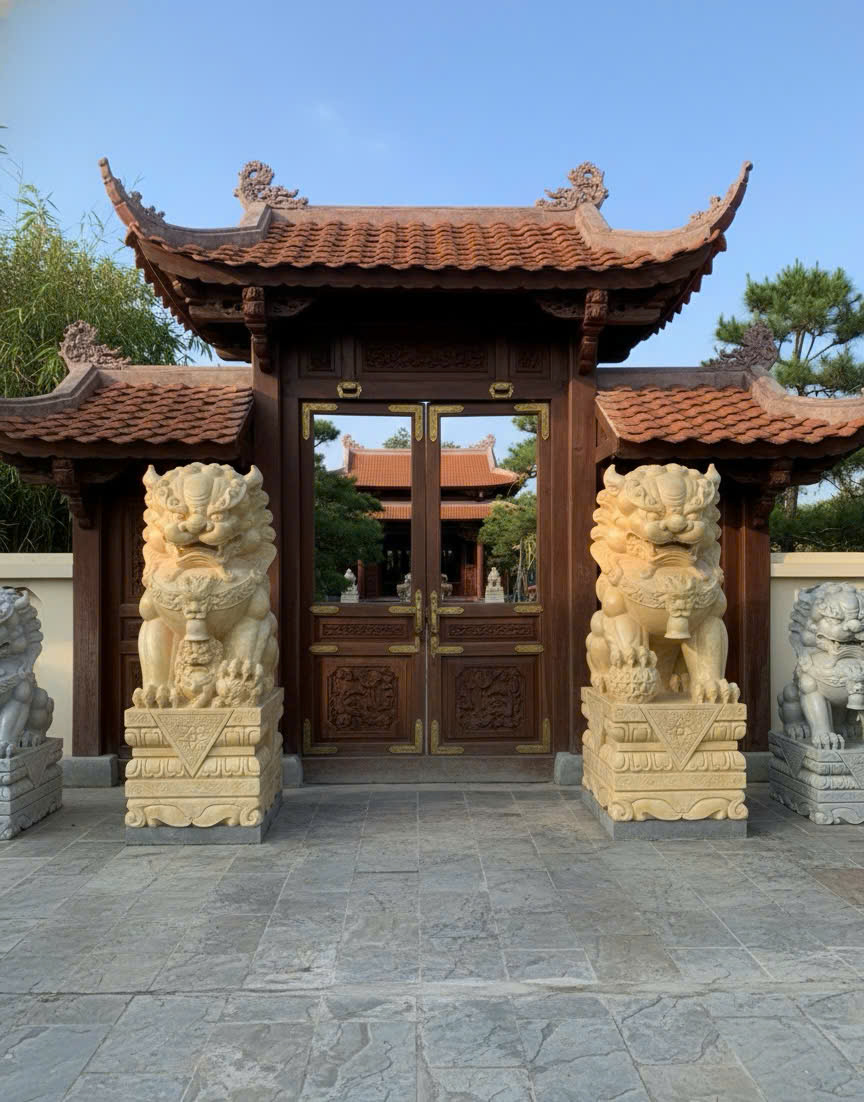 Cặp kỳ lân đá cà rốt tự nhiên cao 1m55 T3787.