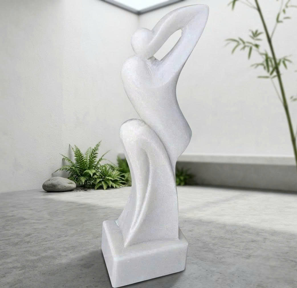 Tượng nghệ thuật khát vọng đá trắng nguyên khối cao 70cm T3915