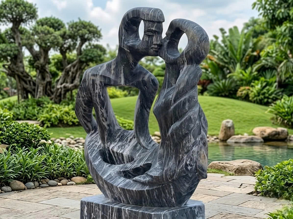 Tượng nghệ thuật tình nhân đá nguyên khối cao 1m5 T3912