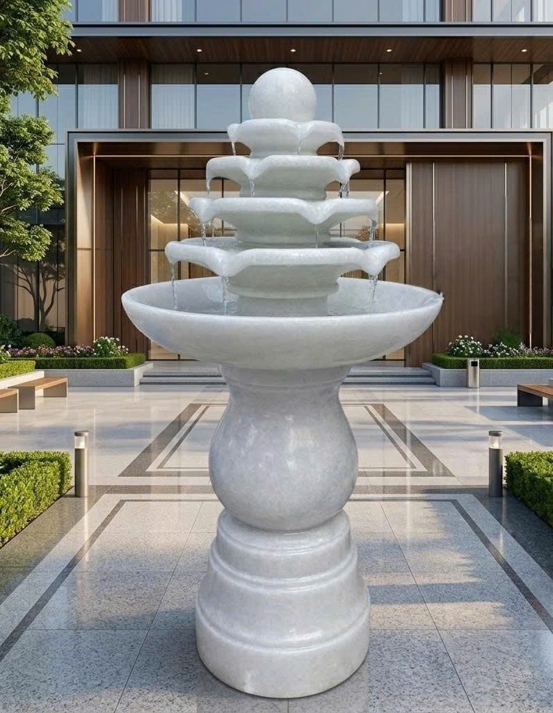 Thủy Luân Nước đá trắng tự nhiên kích thước cao 1,27m T3862